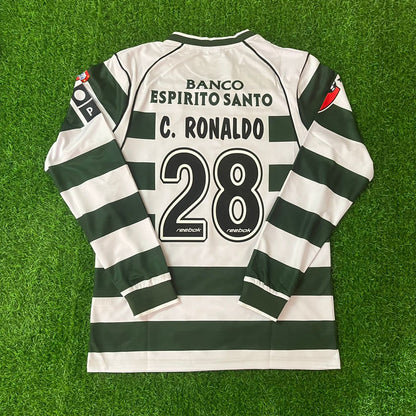 Cristiano Ronaldo Sporting Lisbon 2001 2003 First Season Long Sleeve Retro Jersey