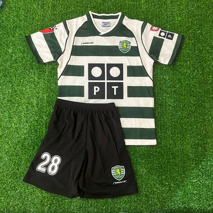 Cristiano Ronaldo Sporting CP Lisbon Kids Children Number 28 Vintage Jersey KinderTrikot Set