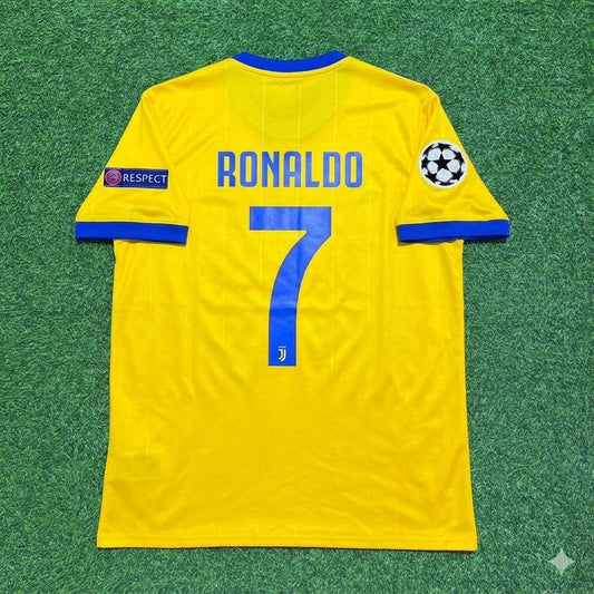 Cristiano Ronaldo Juventus Yellow Retro Football Jersey