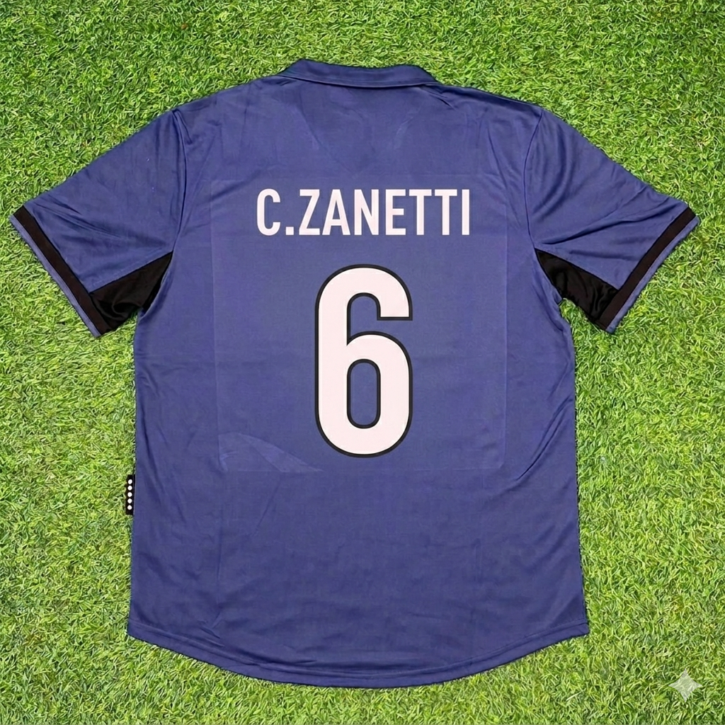 Cristiano Zanetti #6 Inter Milan 1998-1999 Home Retro Football Jersey
