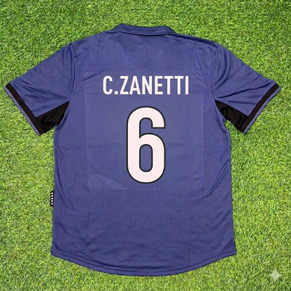 Cristiano Zanetti #6 Inter Milan 1998-1999 Home Retro Football Jersey