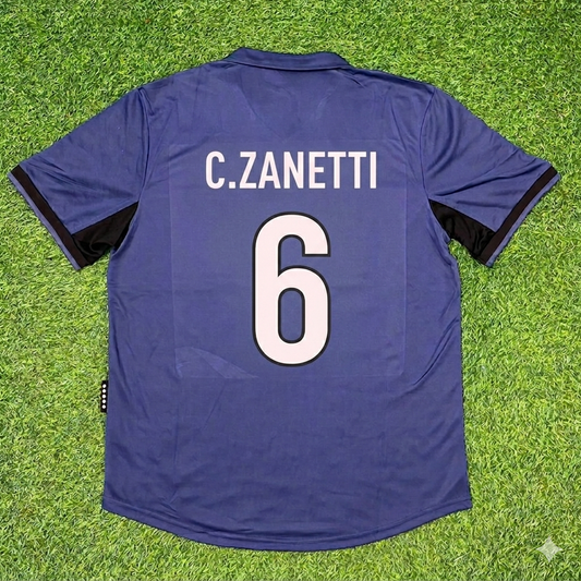 Cristiano Zanetti #6 Inter Milan 1998-1999 Home Retro Football Jersey