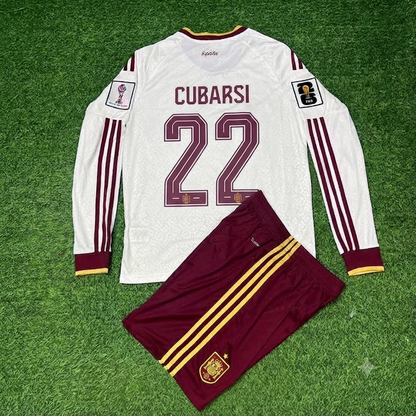 Pau Cubarsi Spain 2026 World Cup Away Long Sleeve Kids Football Jersey