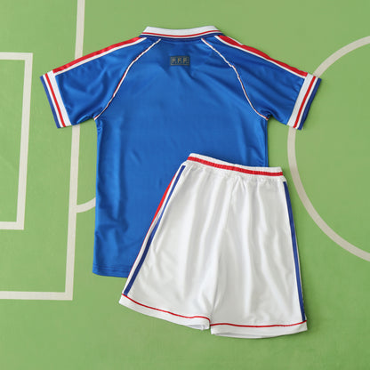 Frankreich 1998 Home Kids Kit Kindertrikot Maillot Enfant Kindertrui (Alter 3–13) 