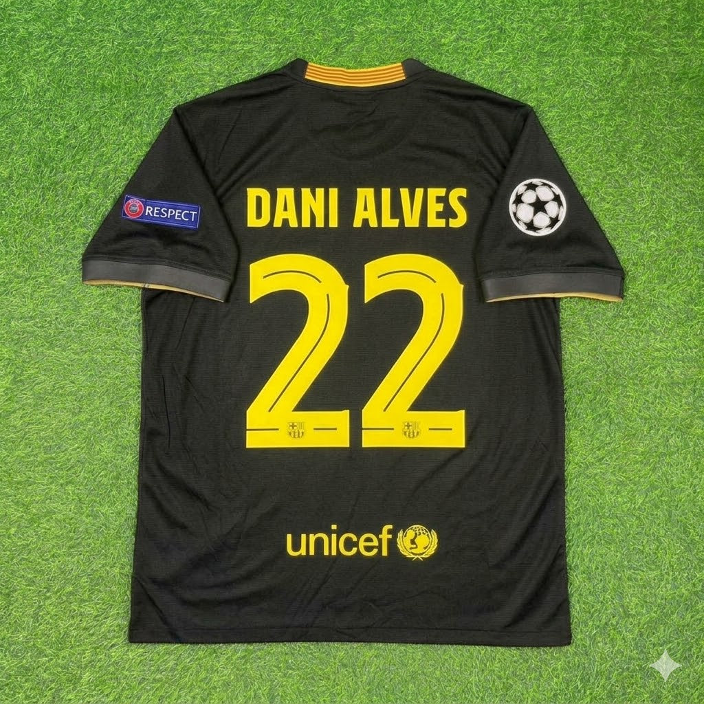Dani Alves #22 Barcelona 2013-2014 Black Retro Football Jersey