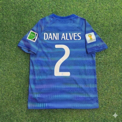 Dani Alves 2- 2014 World Cup Retro Blue Jersey Trikot