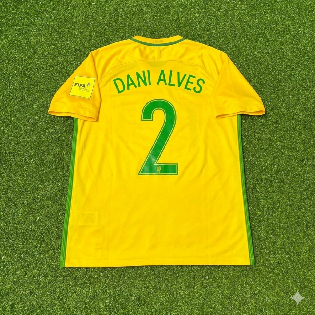Dani Alves #2 Brazil 2018 World Cup Home Football Jersey