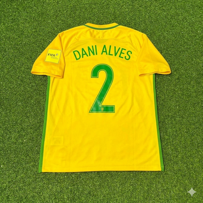 Dani Alves #2 Brazil 2018 World Cup Home Football Jersey
