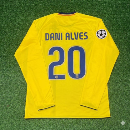 Dani Alves FC Barcelona 08/09 Season Yellow Away Retro Jersey Trikot Soccer Shirt