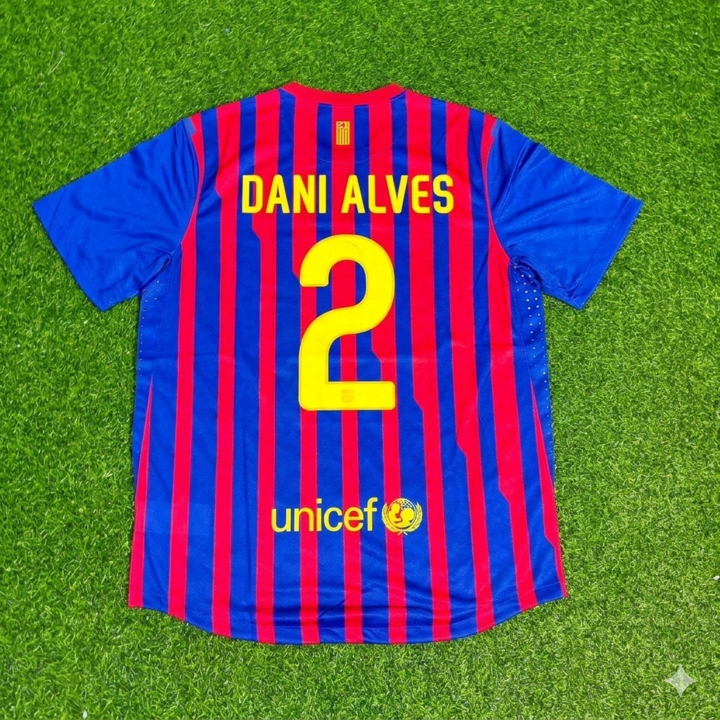 Dani Alves Barcelona 2011/2012 Retro Home Football Jersey