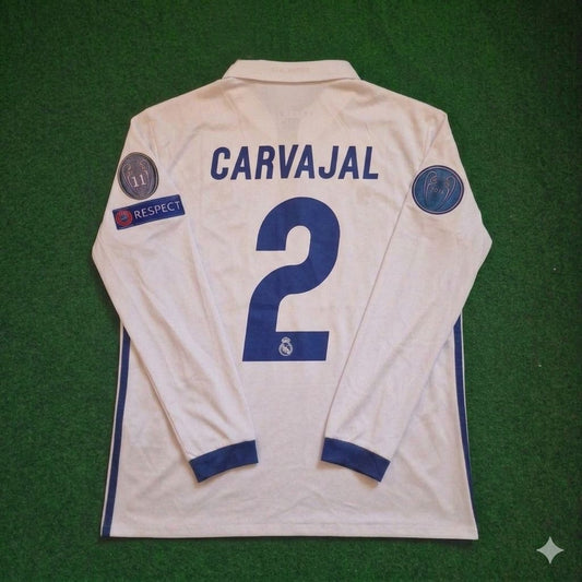 Dani Carvajal 2- Madrid 2018 Retro Long Sleeve Jersey Trikot Maillot Soccer Shirt