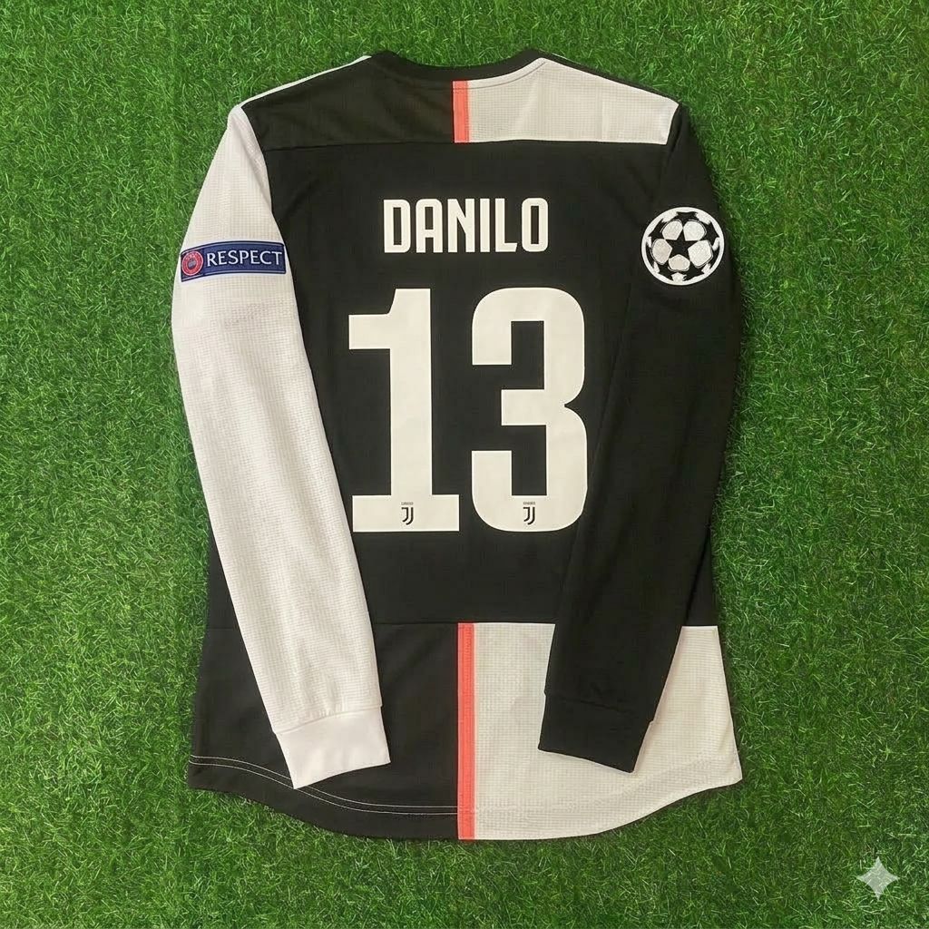 Danilo 13- Juventus Long Sleeve 2019 2020 Retro White Black Jersey Trikot Maglia