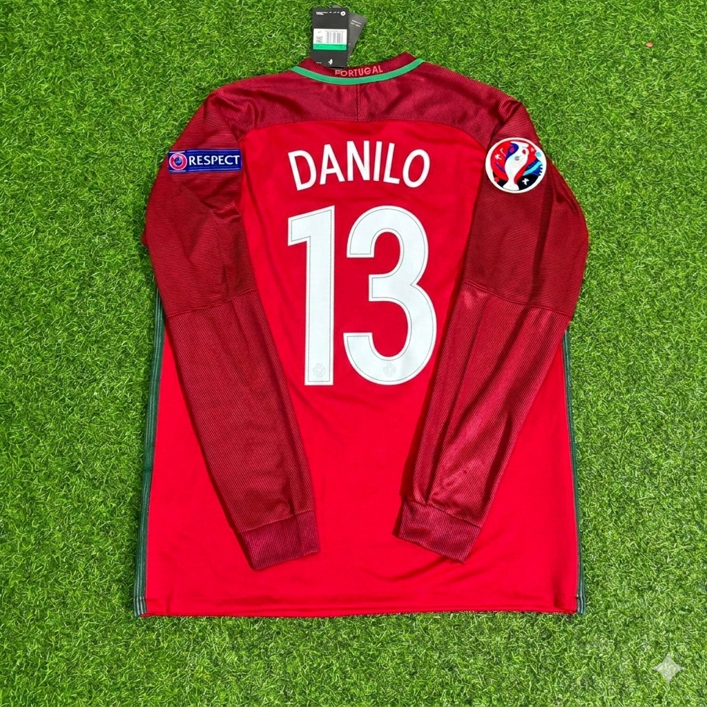 Danilo 13- Portugal EURO 2016 Final Long Sleeve Retro Football Jersey