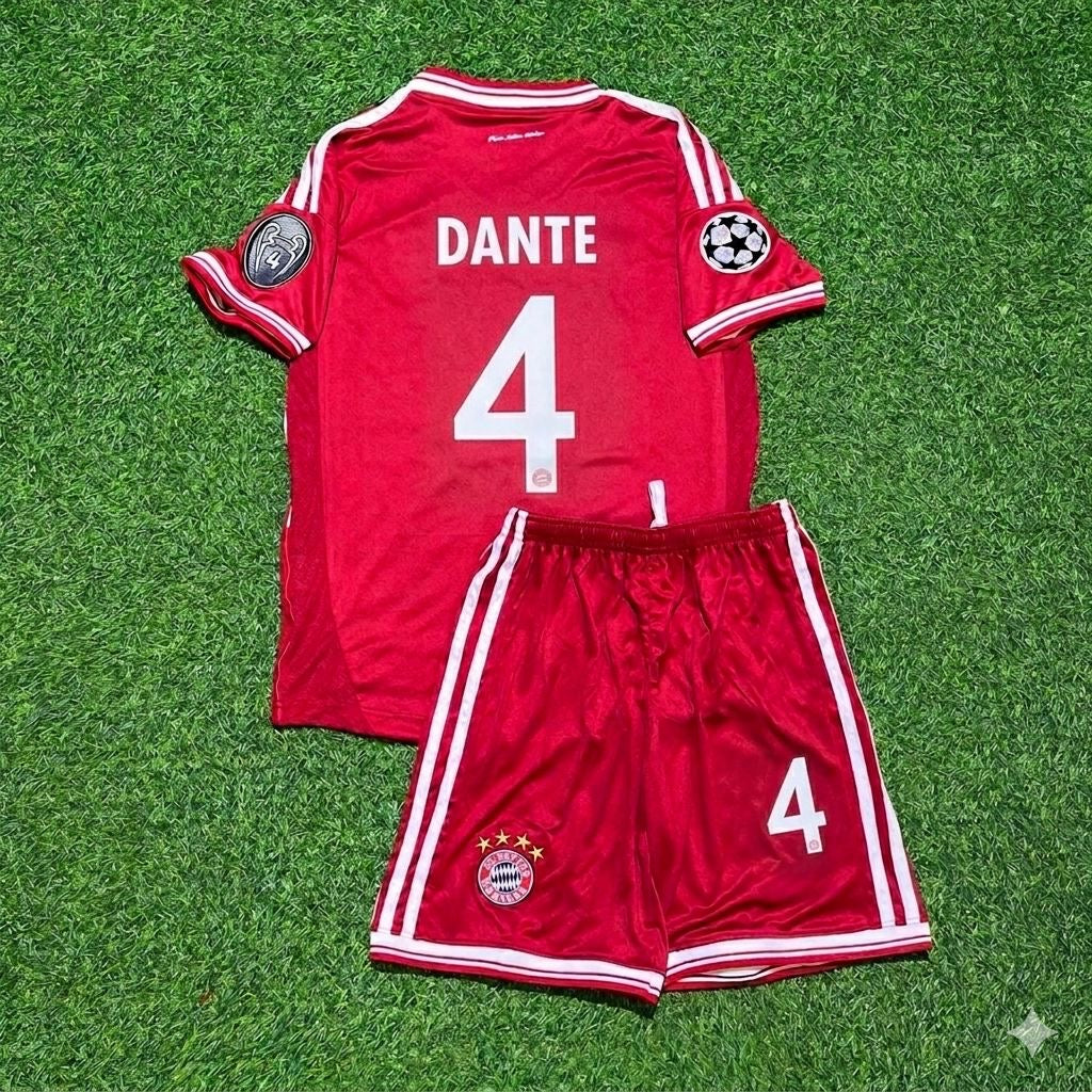 Dante #4 Bayern Munich 2013 Champions League Final Kids Retro Kit