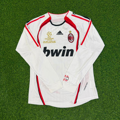 David Beckham #32 AC Milan Away White Long Sleeve Retro Jersey