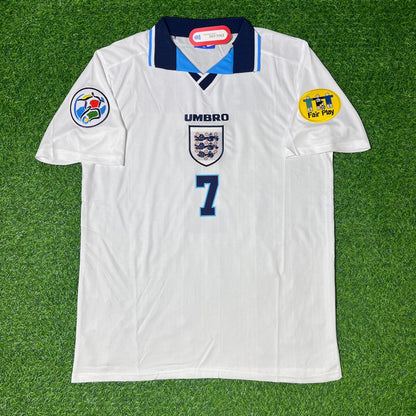 David Beckham England 1996 EURO Cup Retro Football Jersey