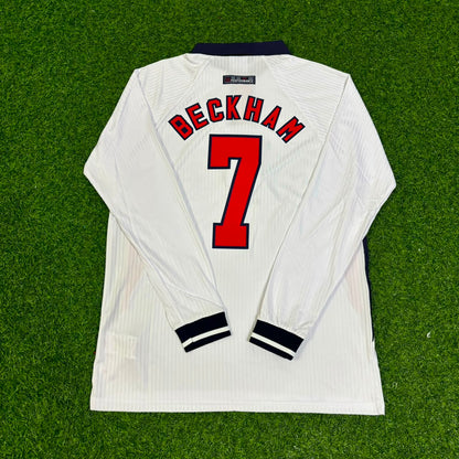 David Beckham England 1998 World Cup Long Sleeves Retro Jersey