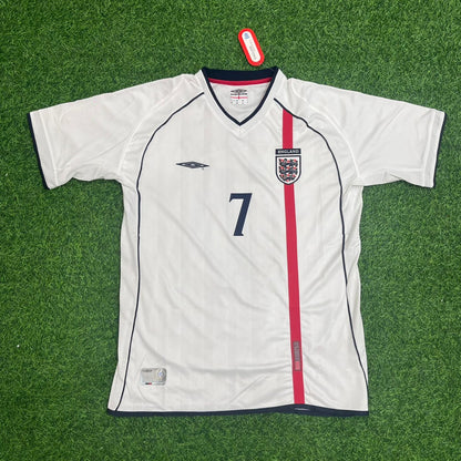 David Beckham England 2002 White Retro Football Shirt