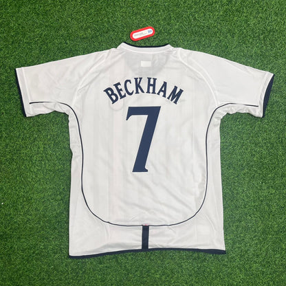 David Beckham England 2002 White Retro Football Shirt