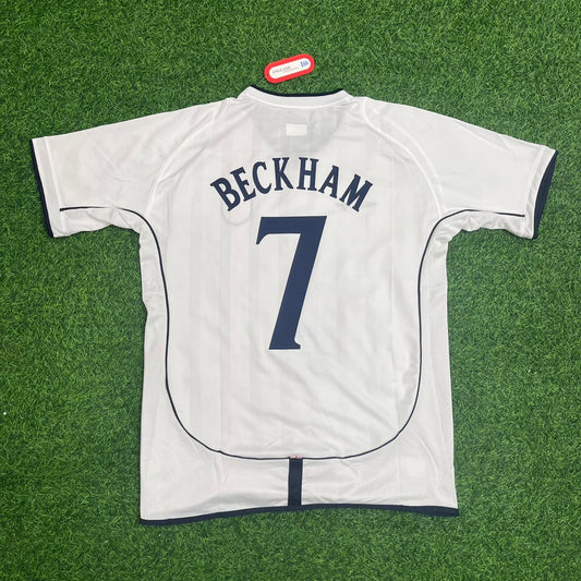 David Beckham England 2002 White Retro Football Shirt