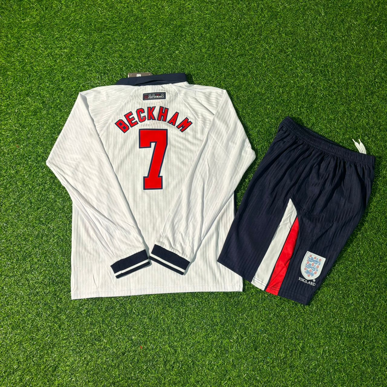 David Beckham England 1998 World Cup Kids  Long Sleeve Retro Football Jersey
