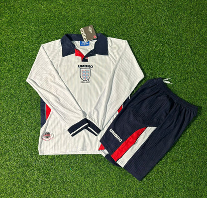 Teddy Sheringham England 1998 World Cup Kids  Long Sleeve Retro Football Jersey