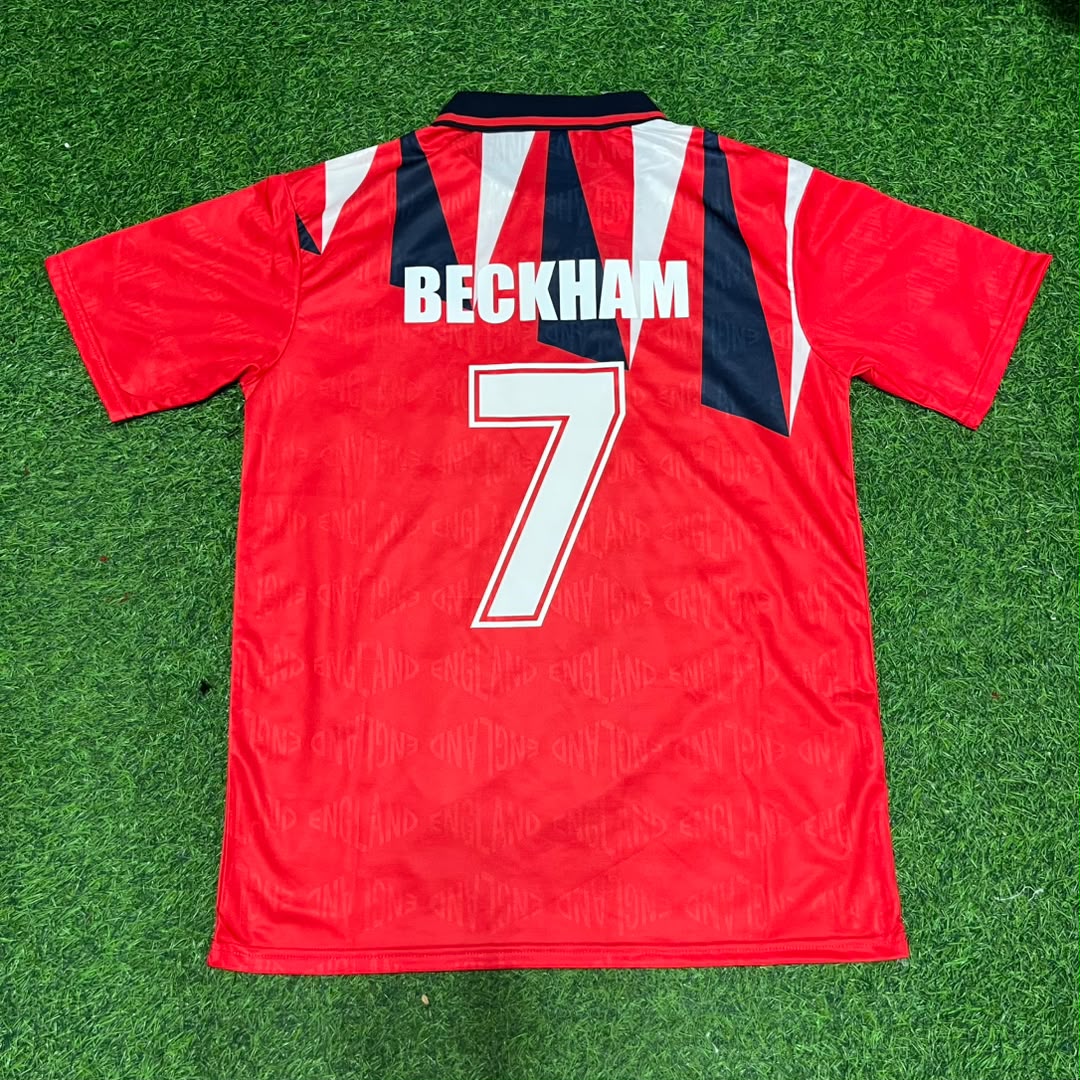 David Beckham England Red Retro Football Jersey