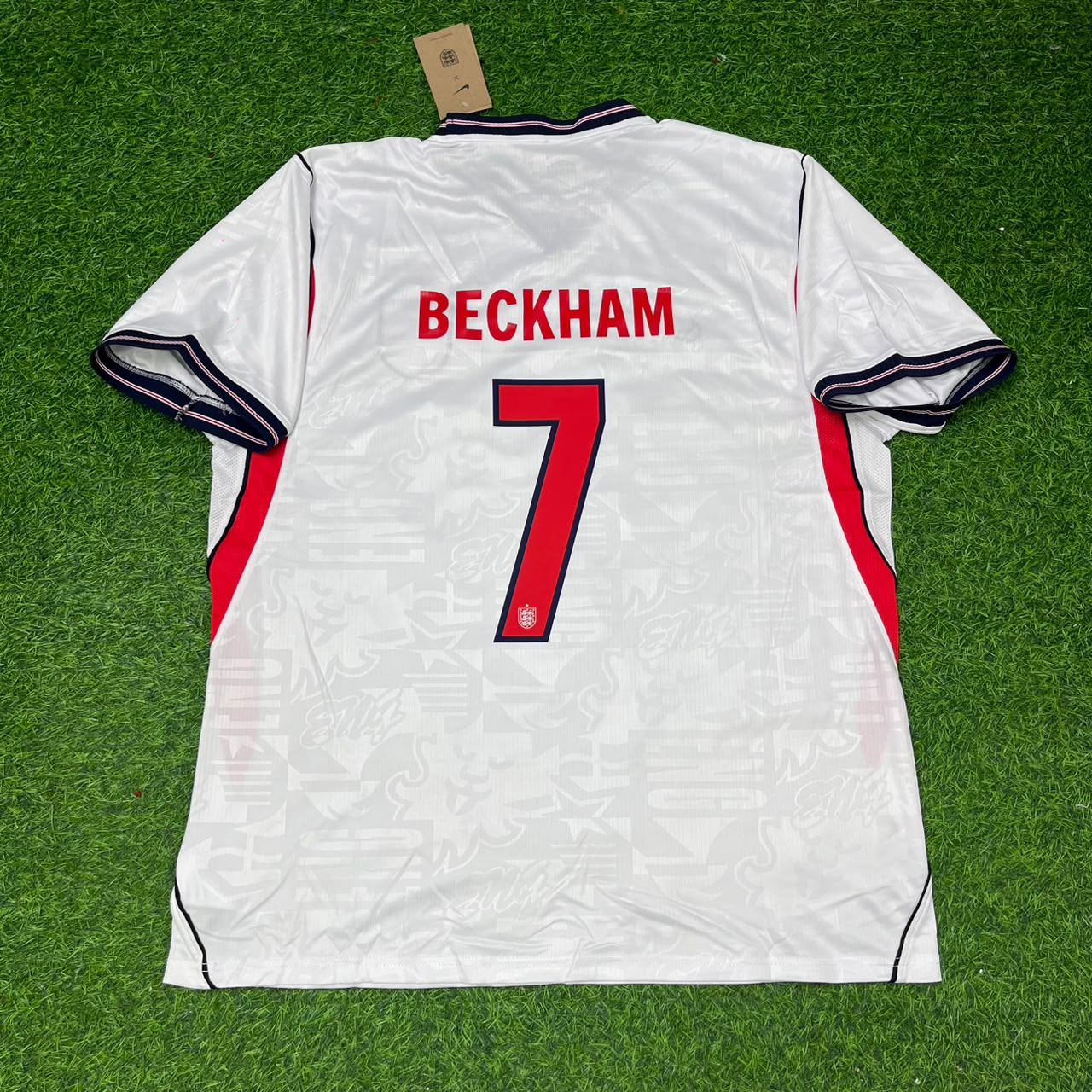 David Beckham #7 England  Home White Football Jersey