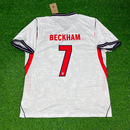 David Beckham #7 England  Home White Football Jersey