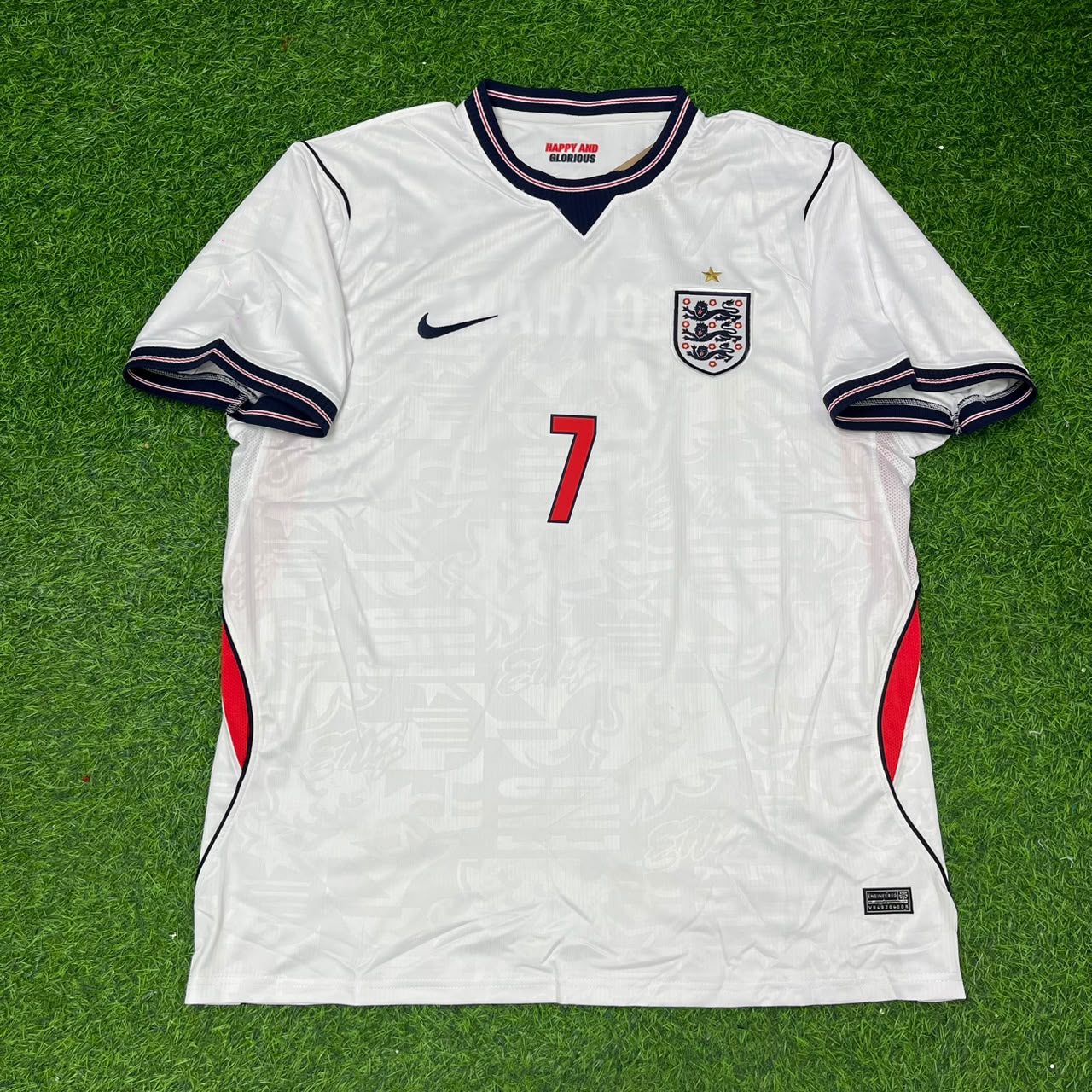 David Beckham #7 England  Home White Football Jersey