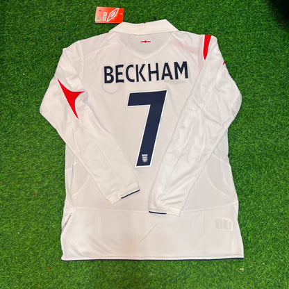 David Beckham #7 England World Cup 2006  Home Long Sleeve Retro Jersey