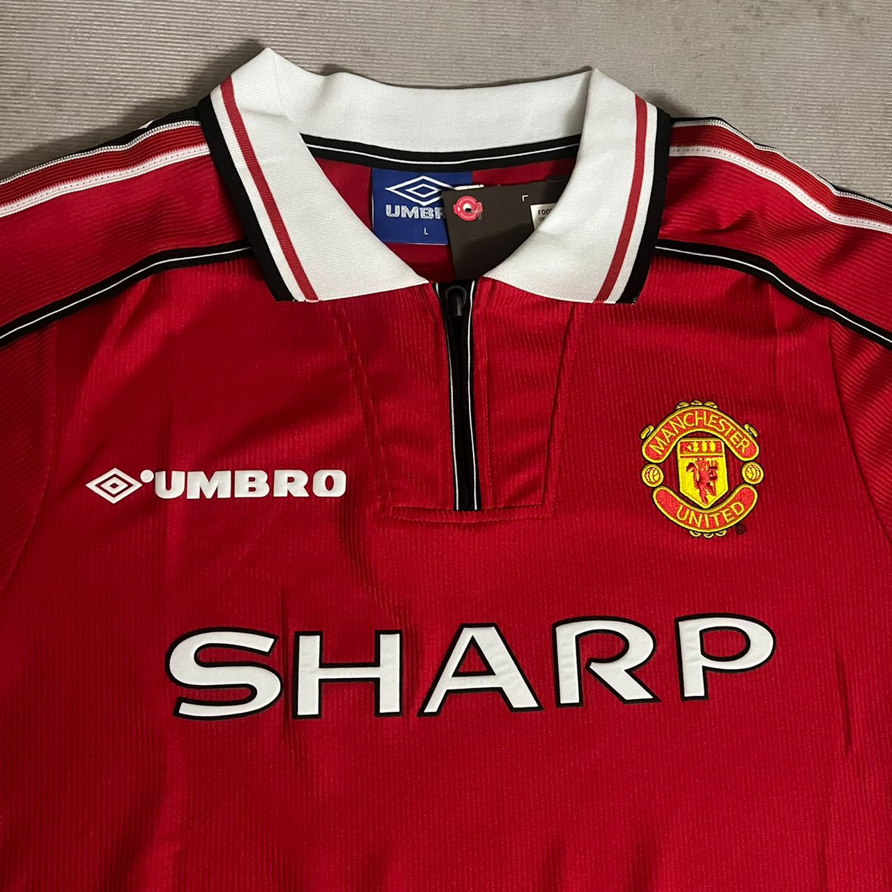 David Beckham Manchester United 1999 Red Retro Jersey Maillot Trikot Maglia