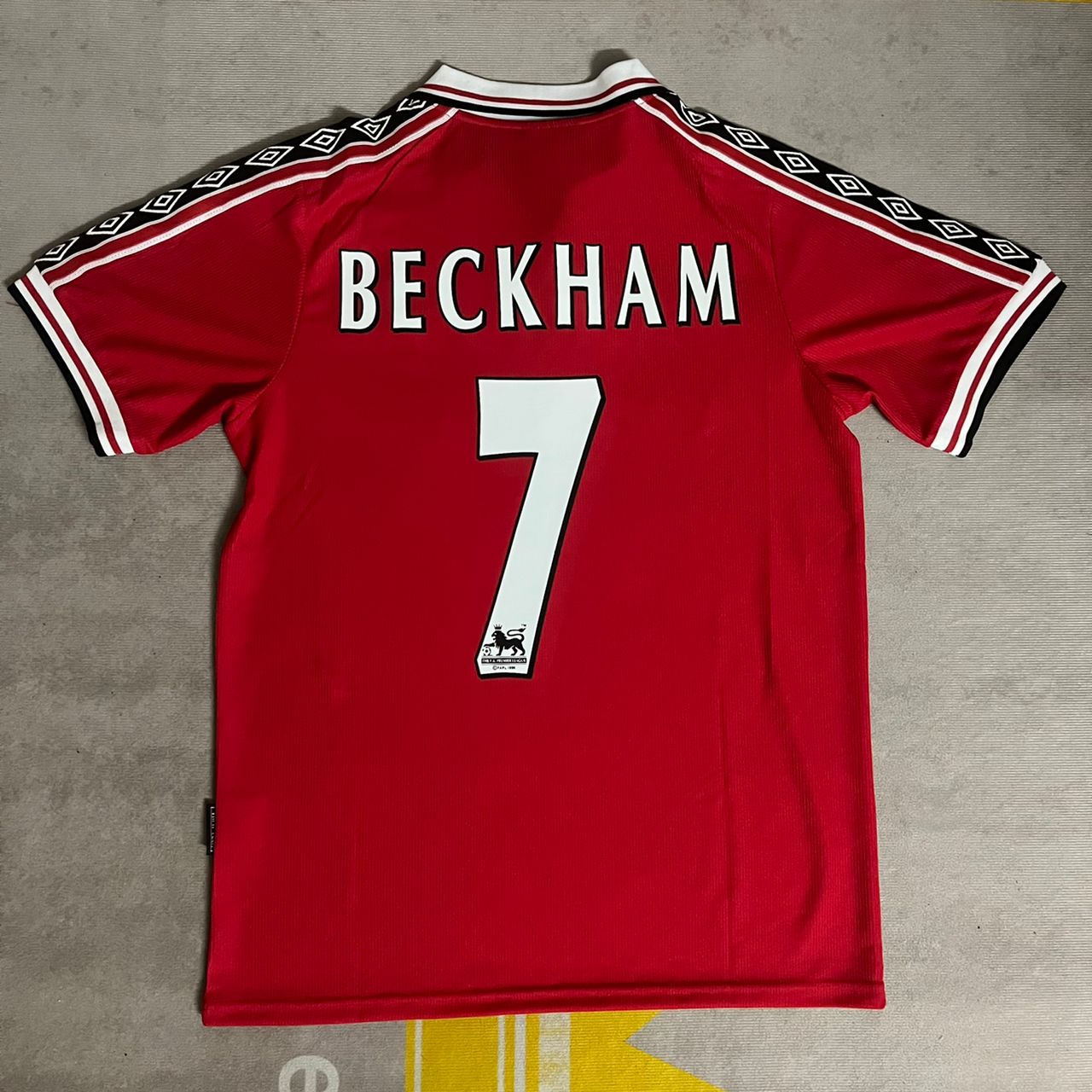 David Beckham Manchester United 1999 Red Retro Jersey Maillot Trikot Maglia