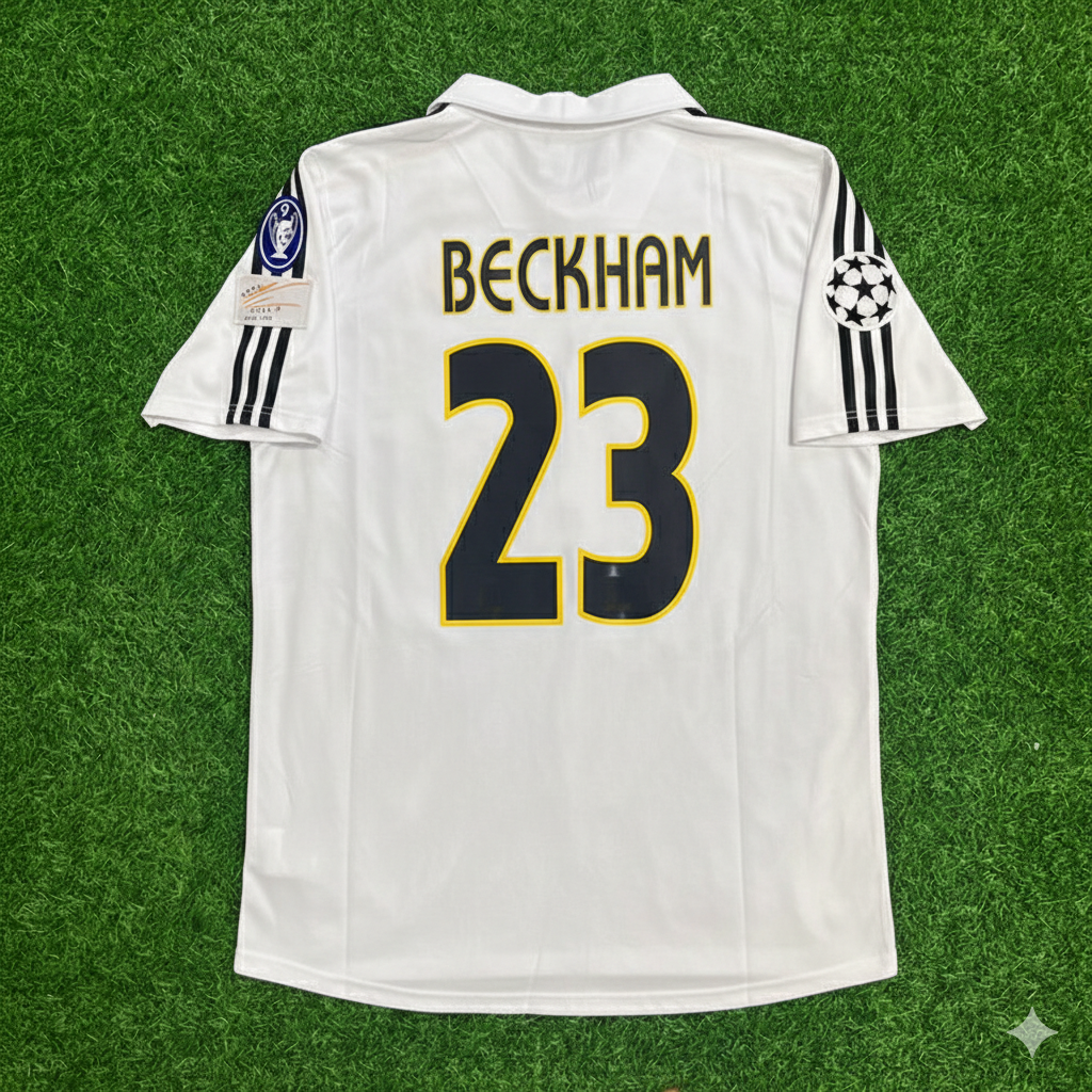 David Beckham 23- Real Madrid 2003 2004 White Home Retro Jersey Shirt Trikot Maillot