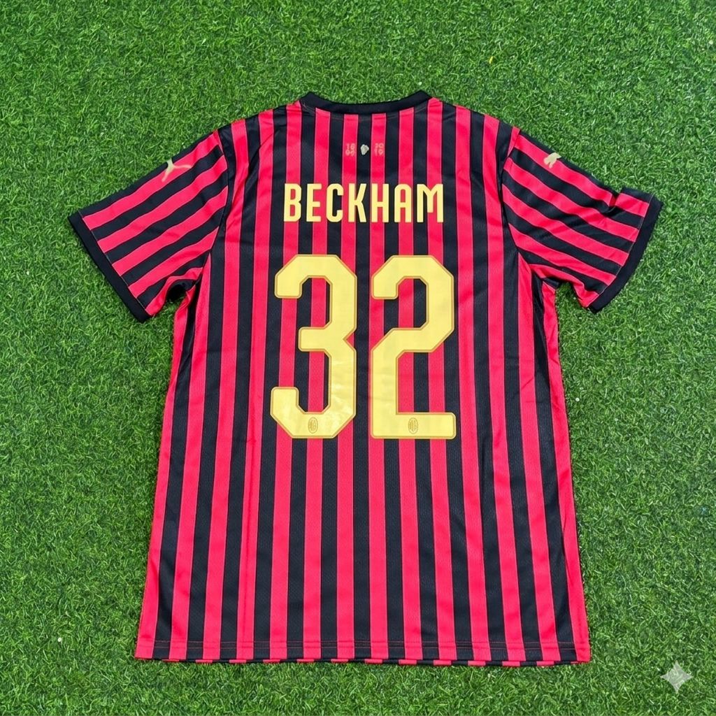 David Beckham AC Milan 120th Anniversary Special Golden Retro Football Jersey