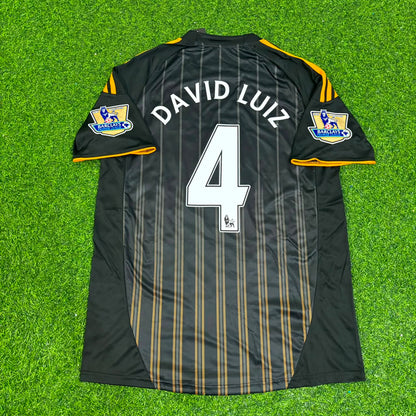 David Luiz #4 Chelsea 2010 2011 Away Retro Black Orange Football Jersey