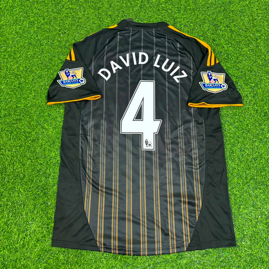David Luiz #4 Chelsea 2010 2011 Away Retro Black Orange Football Jersey