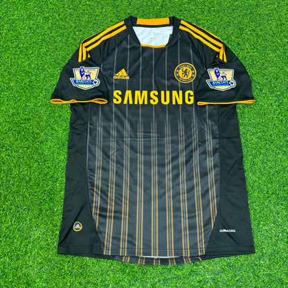 David Luiz #4 Chelsea 2010 2011 Away Retro Black Orange Football Jersey