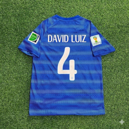 David Luiz 4- 2014 World Cup Retro Blue Jersey Trikot