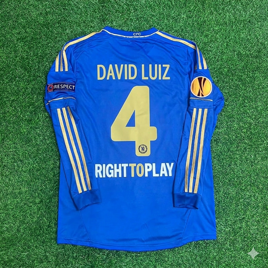 David Luiz 4-Chelsea 2013 Europe League Final Amsterdam Blue Retro Football Jersey Soccer Shirt
