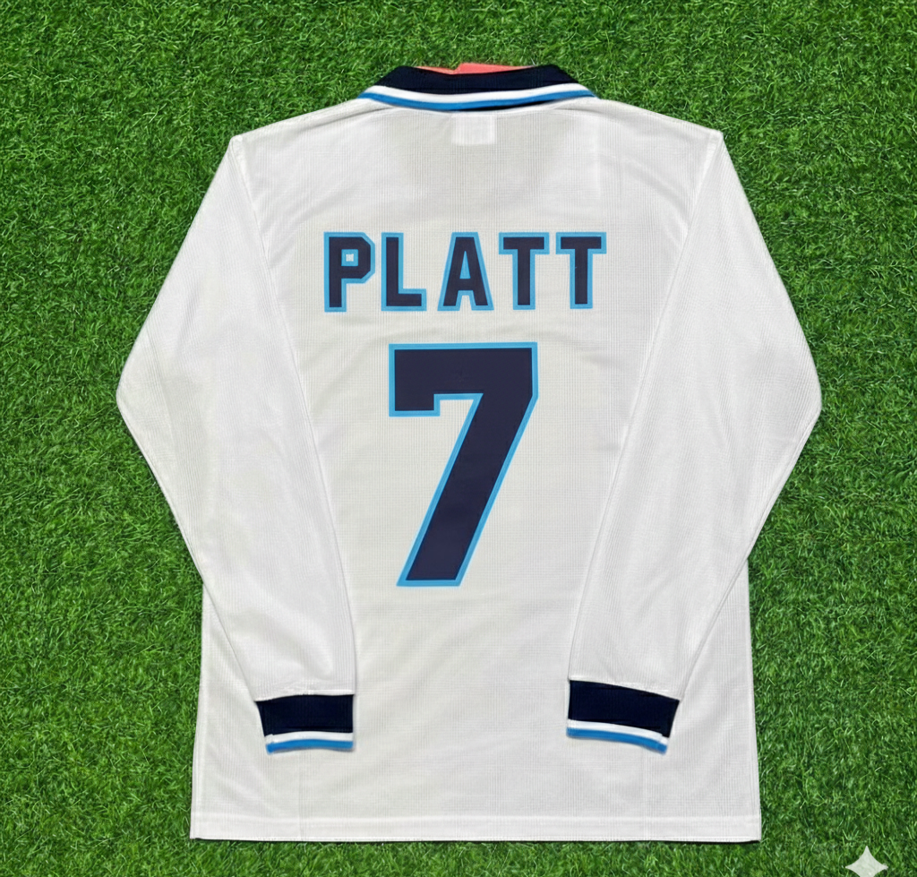 David Platt England 1996 Long Sleeve Retro Football Jersey