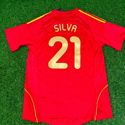 David Silva #21 Spain EURO 2008 Red Home Retro Football Jersey