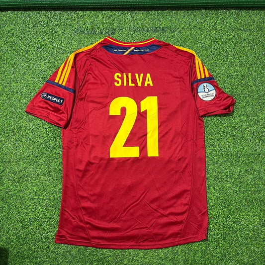 David Silva Spain EURO 2012 Final Retro Football Jersey Kit