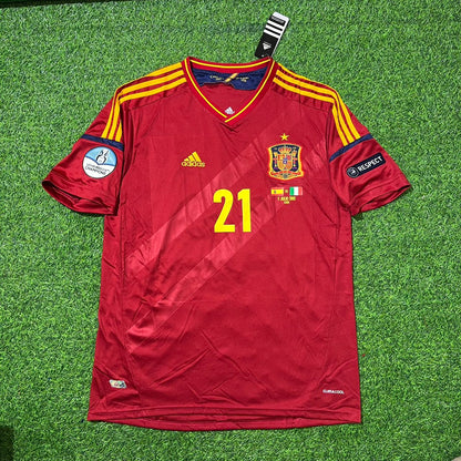 David Silva Spain EURO 2012 Final Retro Football Jersey Kit