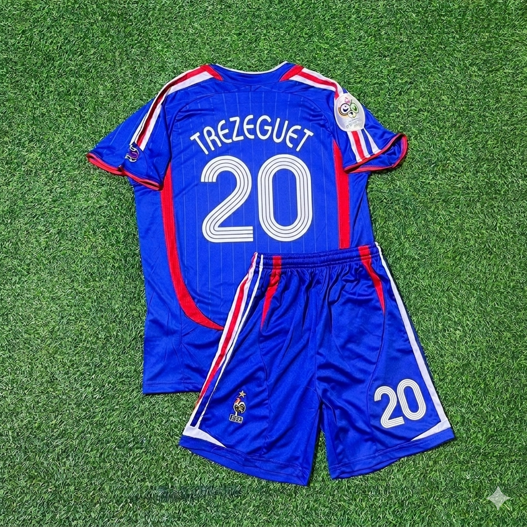 David Trezeguet #20 France 2006 World Cup Kids Blue Retro Football Jersey Kit