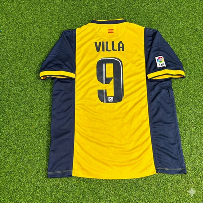 David Villa #9 Atlético Madrid 2013-2014 Away Yellow Football Jersey
