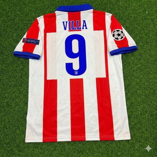 David Villa 9- Atlético Madrid 2014 Champions League Final Retro Football Jersey