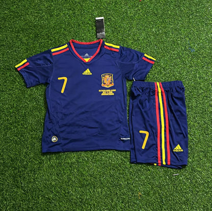 David Villa Spain 2010 World Cup Final Kids Retro Football Jersey Kit