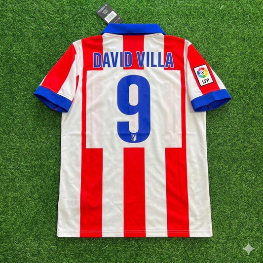 David Villa 9 Atlético Madrid Home 2014/15 Retro Kit Trikot Jersey Maillot Soccer Shirt