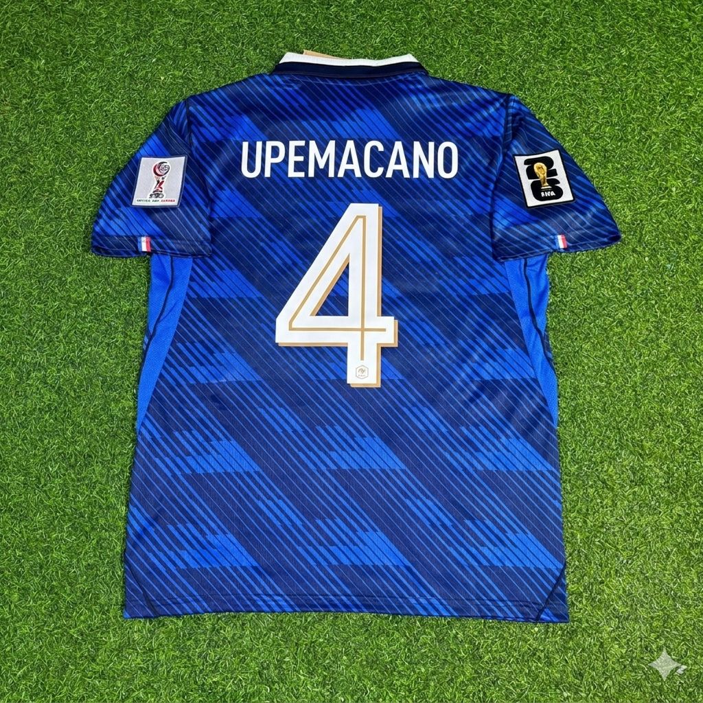 Dayot Upamecano 4- France Home 2026 World Cup Blue Football Jersey